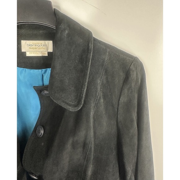 Vtg Margaret Godfrey x Bloomingdale's Suede Leather Belted Trench Coat Womens 14 - Picture 9 of 16